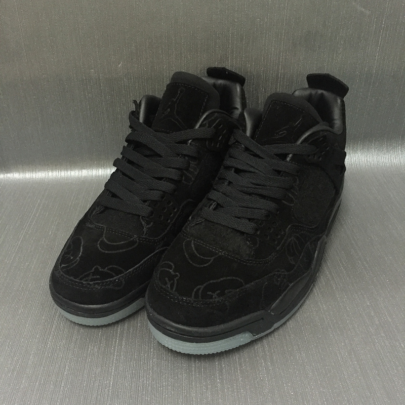 KAWS x Air Jordan 4 Sample Graffiti Black Shoes - Click Image to Close